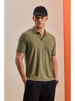 Snitch - Men Olive Polyester Blend Regular Fit Polo T-Shirt