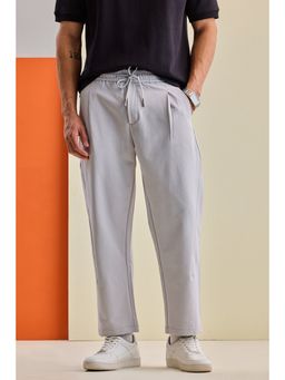 Snitch - Mens Grey Solid Relaxed Casual Trouser