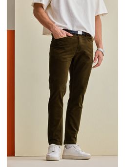 Snitch - Mens Dark Brown Corduroy Slim Casual Trouser
