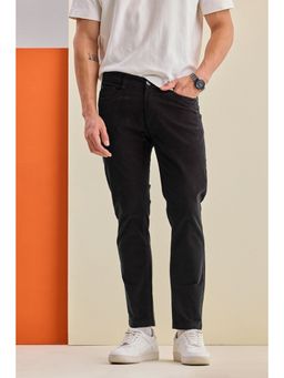 Snitch - Mens Black Corduroy Slim Casual Trouser