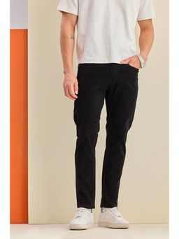 Snitch - Mens Black Corduroy Slim Casual Trouser