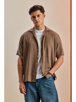 Snitch - Tan Solid Boxy Fit Shirt