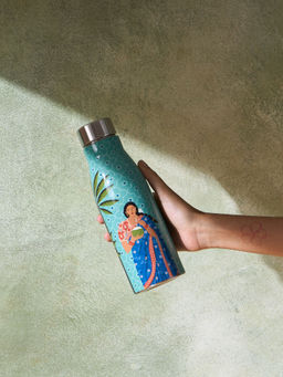 Chumbak - Lady Chettiar Turquoise Steel Bottle