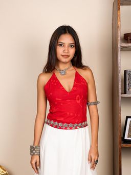 NISHORAMA - Red Diya Halter Neck Top