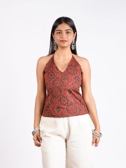 NISHORAMA - Red Araha Halter Neck Top