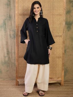 InWeave - Black Solid Winter Kurta with Salwar