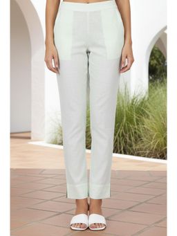 Aurelia - Womens Mint Yarn Dyed Solid Pure Cotton Ankle Length Pant