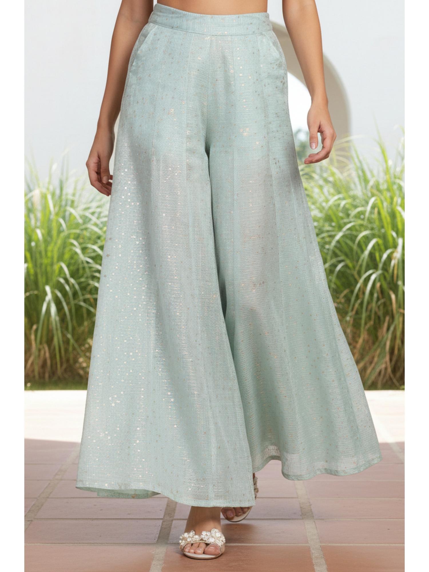 aurelia Womens Mint Foil Printed Kota Wide Leg Flared Palazzo-picture-15