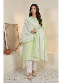 Aurelia - Womens White Checks Cotton Blend Dupatta