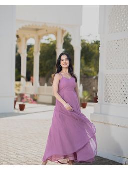 Meeshara - Womens Lavender Solid Ethnic Wear Maxi Dress