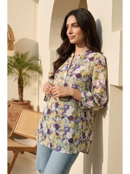 W - Womens Multi-Color Paisley Printed Modal Straight Tunic