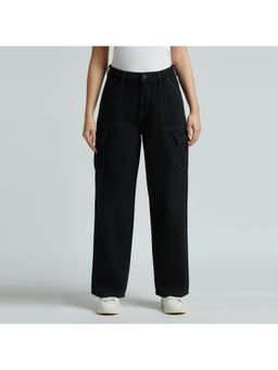 Pepe Jeans - Black High Waist Straight Cargo Jeans