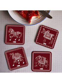 Indigifts - Wooden Tea Coasters Set of 4-Decorative Dinning Table Coasters (Pack of 4)