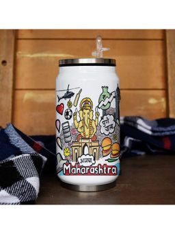 Indigifts - Maharashtra Doodle Art Steel Sipper Can - Discovering India