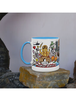 Indigifts - Coffee Mug 325ml Maharashtra Doodle Artwork Tea Cup For Traveler