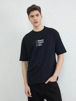 Styli - Men Front Printed Oversize Fit Terry T-Shirt