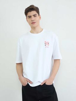 Styli - Men Front Chest Embroidered Oversize Fit Terry T-Shirt