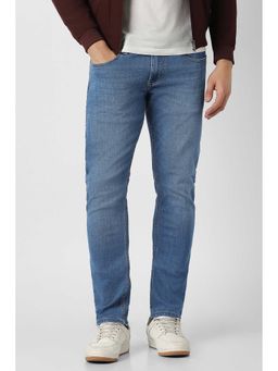 Peter England - Men Blue Mid Wash Jeans