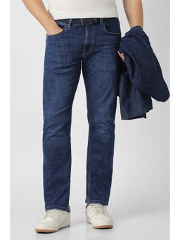 Peter England - Men Navy Mid Wash Jeans