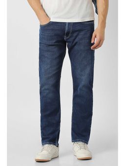 Peter England - Men Navy Mid Wash Jeans