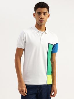United Colors of Benetton - White Colorblock Polo T-shirt