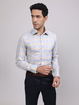Louis Stitch - Blue Perfectly Hand Finished Collar and Cuffs Checks Formal Shirt