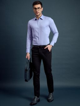 Louis Stitch - Men's Slim Fit Printed Blue Formal Shirt