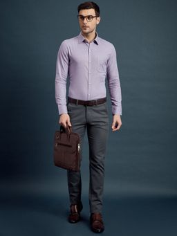 Louis Stitch - Men's Slim Fit Printed Purple Formal Shirt