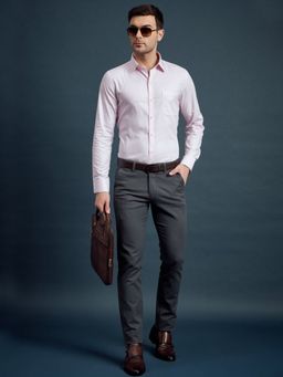 Louis Stitch - Men's Printed Pink Formal Shirt