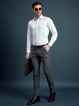 Louis Stitch - Men's Solid White Formal Shirt