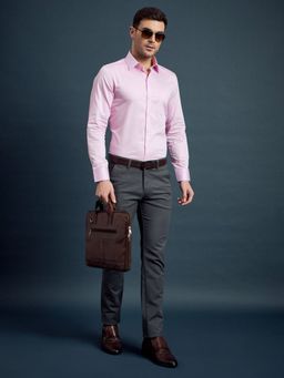 Louis Stitch - Men's Solid Pink Formal Shirt