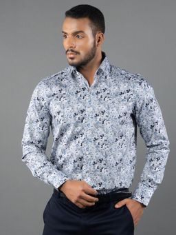 Louis Stitch - Men's Floral Blue Formal Shirt