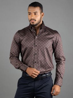 Louis Stitch - Men's Floral Brown Formal Shirt