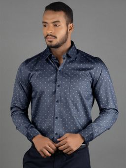 Louis Stitch - Men's Floral Blue Formal Shirt