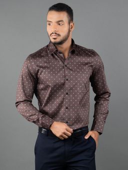 Louis Stitch - Men's Floral Brown Formal Shirt