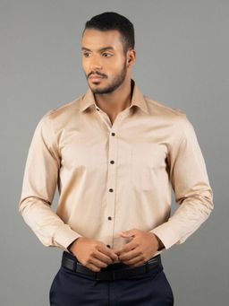 Louis Stitch - Men's Solid Beige Formal Shirt