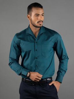 Louis Stitch - Men's Solid Teal Solid Formal Shirt
