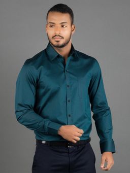 Louis Stitch - Men's Solid Teal Formal Shirt