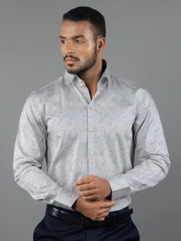 Louis Stitch - Men's Printed Grey Formal Shirt