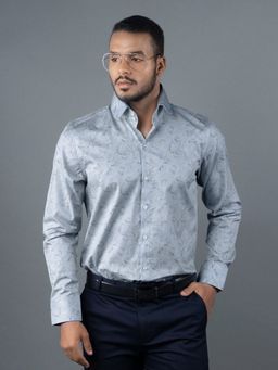 Louis Stitch - Men's Printed Blue Formal Shirt