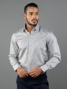 Louis Stitch - Men's Printed Grey Formal Shirt