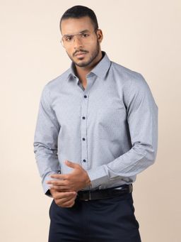 Louis Stitch - Men's Printed Blue Formal Shirt