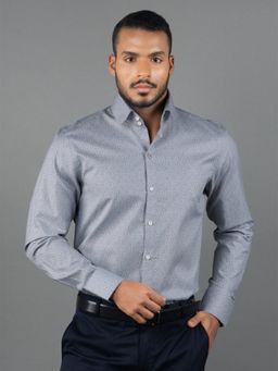 Louis Stitch - Men's Printed Grey Formal Shirt