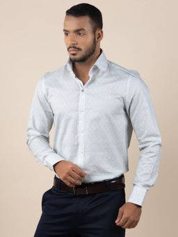 Louis Stitch - Men's Printed White Formal Shirt