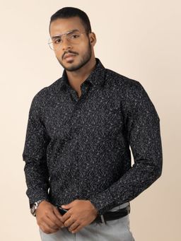 Louis Stitch - Men's Abstract Black Formal Shirt
