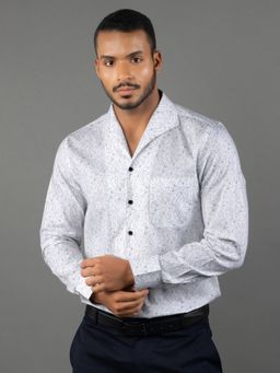 Louis Stitch - Men's Abstract White Formal Shirt
