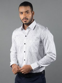 Louis Stitch - Men's Abstract White Formal Shirt