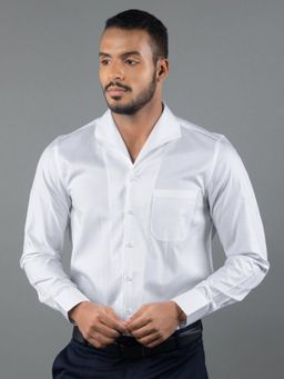 Louis Stitch - Men's Stripes White Formal Shirt