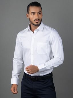 Louis Stitch - Men's Stripes White Formal Shirt