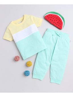 Bumzee - Blue & Yellow Boys Half Sleeves T-Shirt and Pyjama (Set of 2)